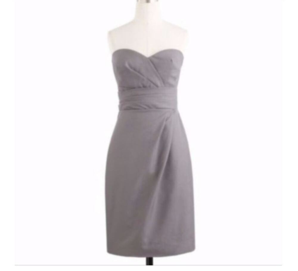 J. Crew Gray Raquel Special Occasion Cocktail strapless sheath dress size 8